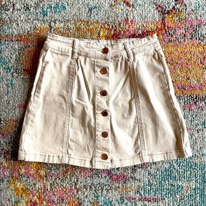 F21 Light Khaki Skirt with Rose Gold Buttons